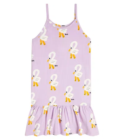 Bobo Choses Kids' Swan Print Organic Cotton Dress In Light Purple