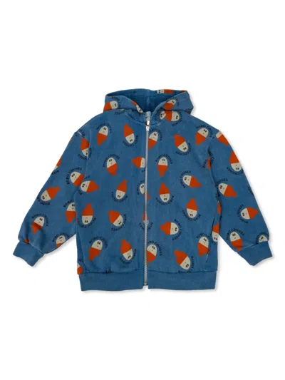 Bobo Choses Kids' Printed Zip-up Hoodie In Blue
