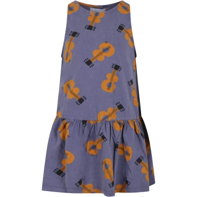 Bobo Choses Kids' Purple Dress For Girl With Guitars In Violet