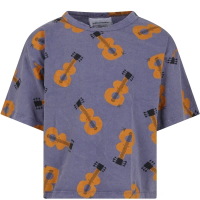 Bobo Choses Purple T-shirt For Kids With Guitars In Violet