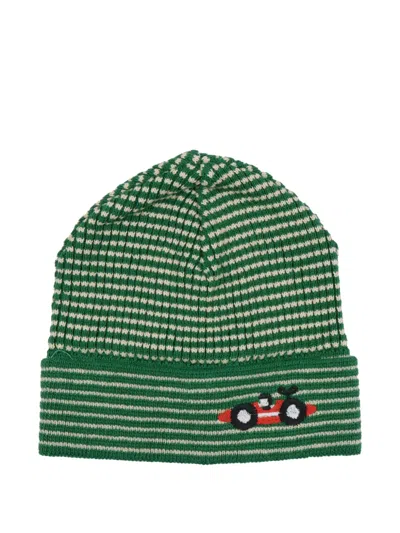 Bobo Choses 赛车图案针织套头帽 In Green