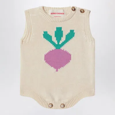Bobo Choses Radish Romper In Cotton Knit In Brown