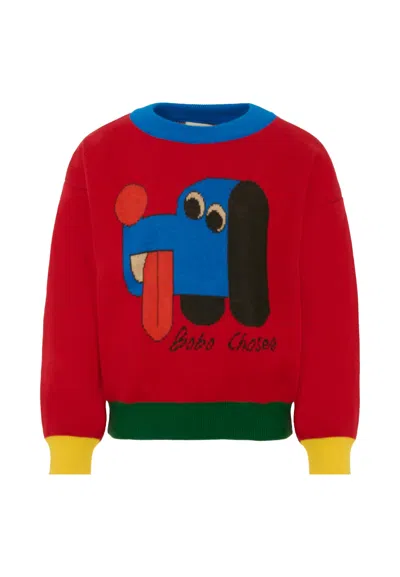 Bobo Choses Kids' Red Sweater For Boy With Dog In Multi
