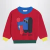 Bobo Choses Red Sweater With Logo Intarsia