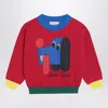 Bobo Choses Red Sweater With Logo Intarsia In Red