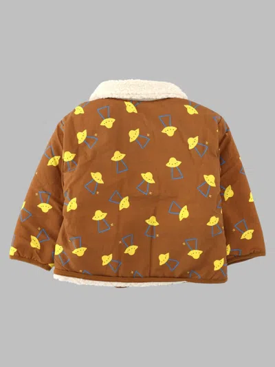 Bobo Choses Reversible Pixel Abduction Sheepskin-style Mini Jacket In Brown