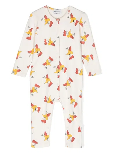 Bobo Choses Rooster Cartoon Print Babygrow In Neutrals