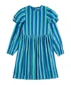 Bobo Choses Ruffle-sleeve Striped Dress In Blue