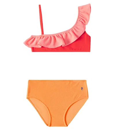 Bobo Choses Kids' Ruffled Asymmetrical Bikini In Multicoloured