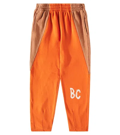 Bobo Choses Kids' Shadow Colorblocked Cotton Sweatpants In Orange