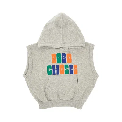 Bobo Choses Short-sleeved Hooded Sweatshirt Kids In Grey
