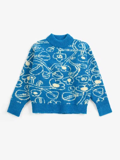 Bobo Choses Sketchy Flowers All-over Jacquard Jumper In Blue