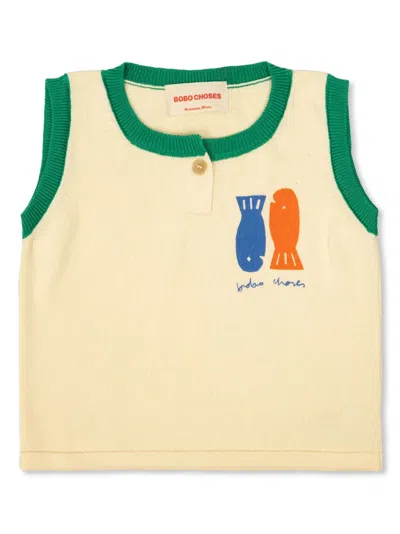 Bobo Choses Babies' Sleeveless Knitted Top In Neutrals