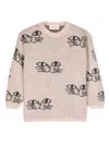 Bobo Choses Smiling Cat All Over Jacquard Jumper In Pink