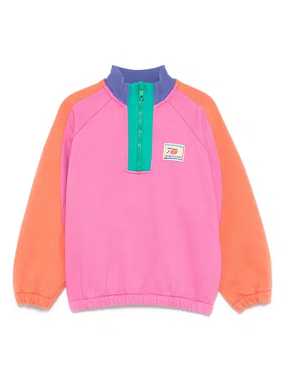 Bobo Choses Kids' Smiling Color-block Sweatshirt In Pink