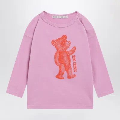 Bobo Choses Softpaw Monster Mini Graphic Long-sleeve T-shirt In Pink