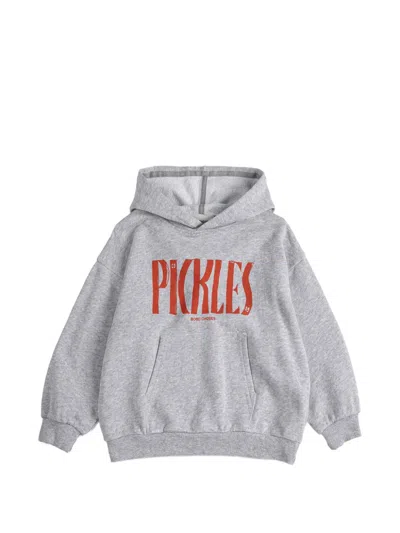 Bobo Choses Kids' Spicy Pickles Kangaroo-pocket Hoodie In Gray