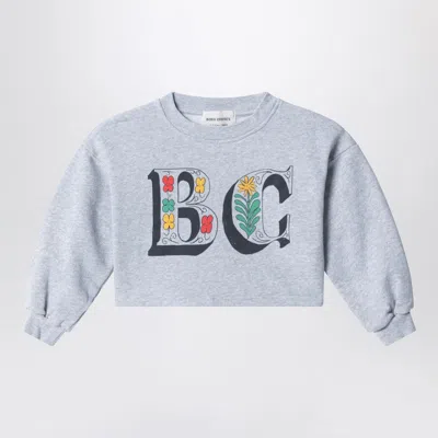 Bobo Choses Spring Letters Grey Mélange Cropped Sweatshirt In Gray