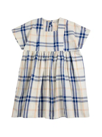 Bobo Choses Kids' Square-neck Tartan Dress In Multi