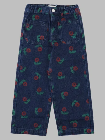 Bobo Choses Stamp Bloom All-over Denim Pants For Kids In Purple