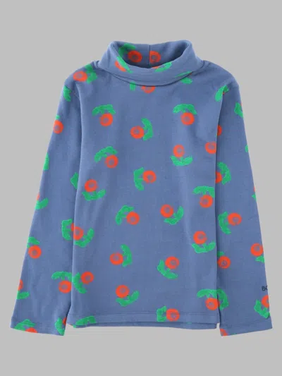 Bobo Choses Stamp Bloom All-over Turtle Neck T-shirt For Kids In Blue
