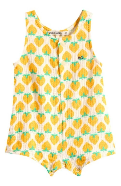 Bobo Choses Babies'  Strawberry Print Playsuit In Green
