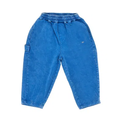 Bobo Choses Kids' Stretch Cotton Pants With Logo In Blue