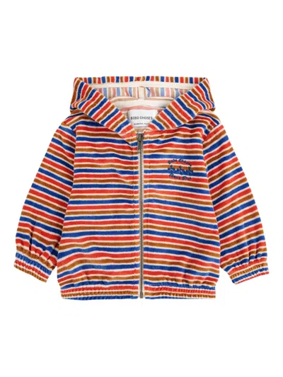 Bobo Choses Babies' Stripe-pattern Embroidered-logo Hoodie In Multi
