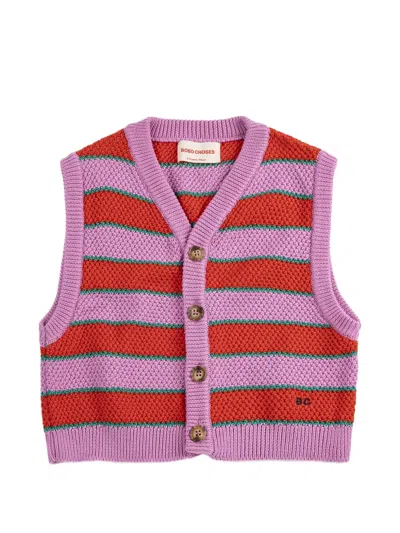 Bobo Choses Kids' Striped Button Vest In Multi