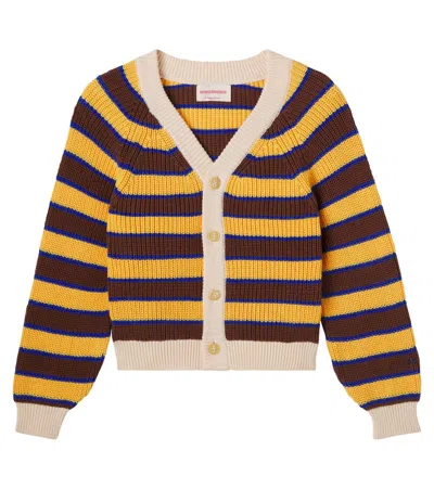 Bobo Choses Kids' Striped Cotton Cardigan In Neutral