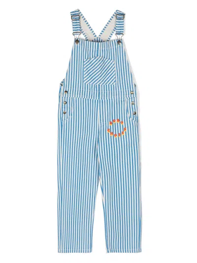 Bobo Choses Kids' Striped Cotton Dungarees In Neutrals