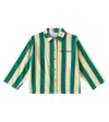 Bobo Choses Striped Cotton Shirt In Dark Green