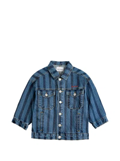 Bobo Choses Kids' Striped Denim Jacket In Blue