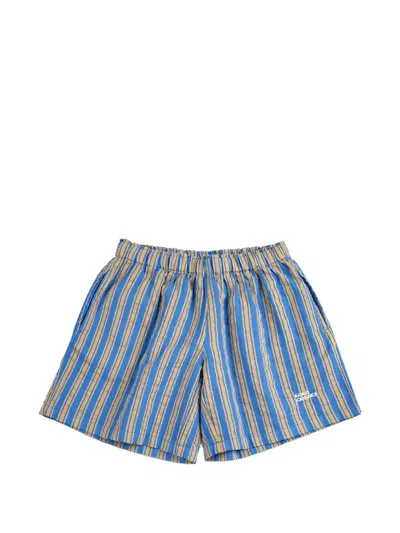Bobo Choses Kids' Striped Embroidered Shorts In Blue