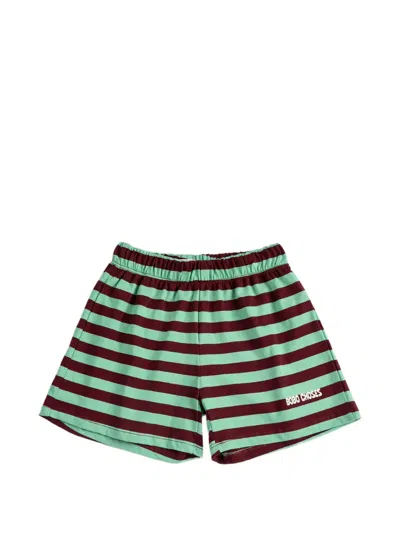 Bobo Choses Kids' Striped Embroidered Shorts In Green