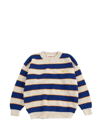 Bobo Choses Kids' Striped Embroidery Sweater In White