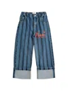 Bobo Choses Striped-pattern Belt-loop Trousers In Blue