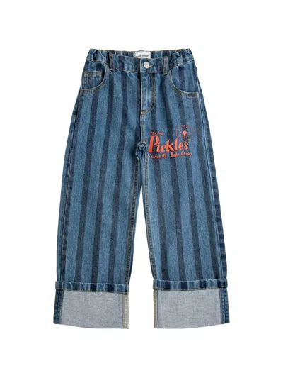 Bobo Choses Kids' Striped-pattern Belt-loop Trousers In Blue