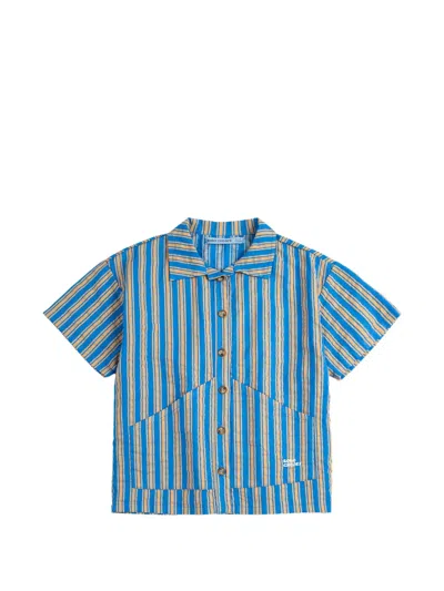 Bobo Choses Kids' Striped Pocket Shirt In Blue