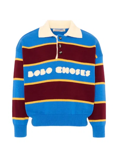 Bobo Choses Kids' Striped Polo-collar Sweater In Multi