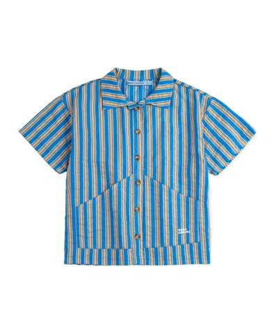 Bobo Choses Kids'  Striped Short-sleeve Shirt In Blue