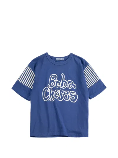Bobo Choses Kids' Striped-sleeve T-shirt In Blue