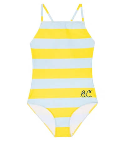 Bobo Choses Kids' Cross-back Striped Swimsuit In 720 Yellow