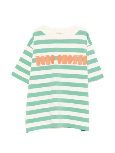Bobo Choses Kids' Striped T-shirt In Green