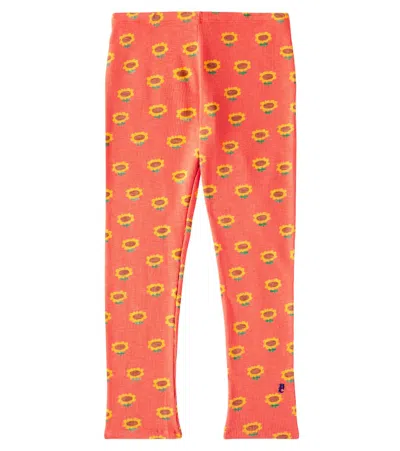 Bobo Choses Kids' Sunflower Cotton-blend Jersey Leggings In Red