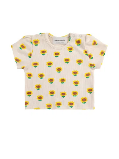 Bobo Choses Babies' Sunflower T-shirt In Beige
