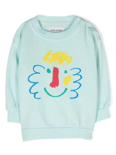 Bobo Choses Babies' Graphic-print Organic Cotton Sweatshirt In Clear Blue