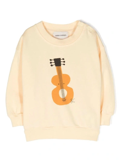 Bobo Choses Babies' Guitar-print Cotton Sweatshirt In Yellow