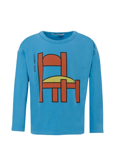 Bobo Choses Kids' T-shirt Bleu Clair Pour Enfants Avec Chaise In Blue