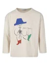 Bobo Choses Ivory T-shirt For Kids With Flat Player In Beige